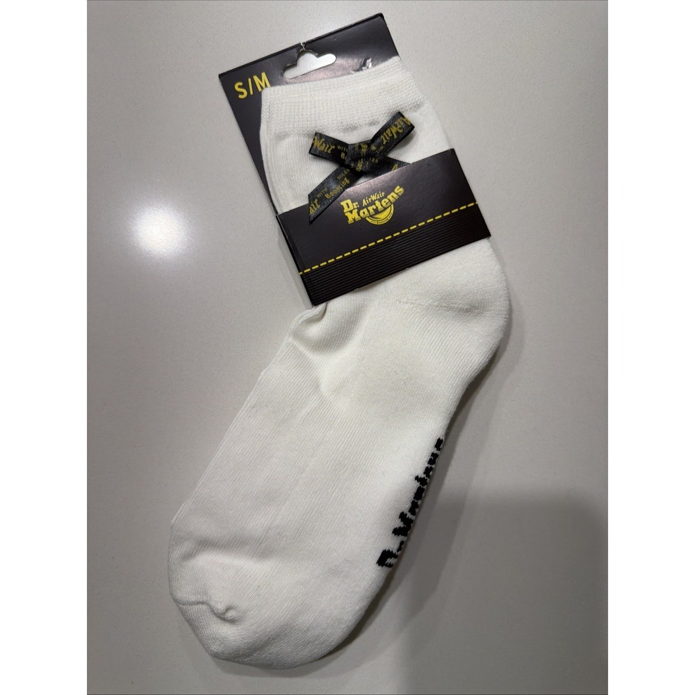 Dr Martens AD044100 White Bow Crew Socks Cotton Blend S/M NWT